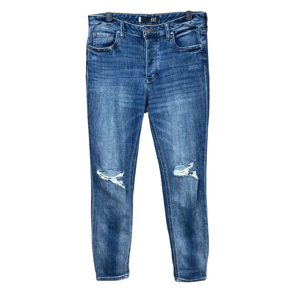 KUT From The Kloth Juliet Slouchy Boyfriend Jeans Medium Wash Distressed Size 2